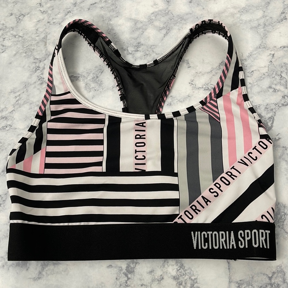 VICTORIA SPORT By VICTORIA’S SECRET Pink Gray Black Mesh Racerback Bra